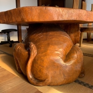 訳あり【高級バリ家具③】特注オーダー品　入手困難　チーク・マホガニー　ガネーシャテーブル　未使用在庫品