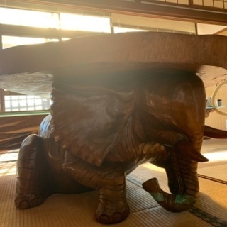 訳あり【高級バリ家具③】特注オーダー品　入手困難　チーク・マホガニー　ガネーシャテーブル　未使用在庫品