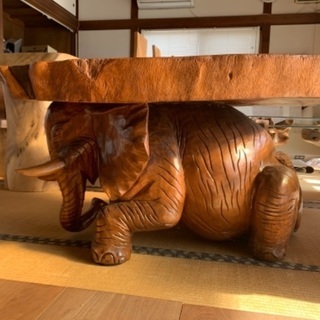 訳あり【高級バリ家具③】特注オーダー品　入手困難　チーク・マホガニー　ガネーシャテーブル　未使用在庫品