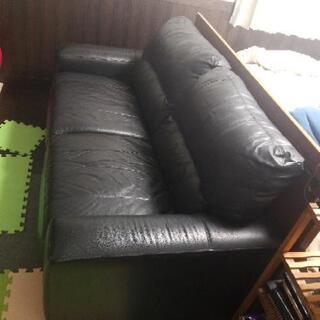 本革 黒 ソファー ※ネット決済 - 家具