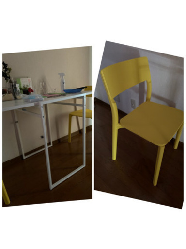 激安‼️お洒落な黄色チェアーとテーブルのセット