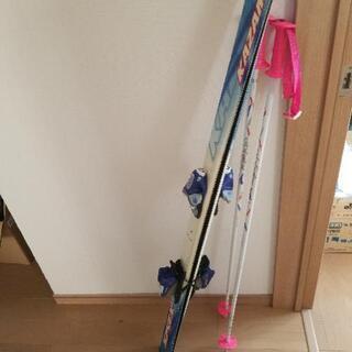 【交渉中】スキー板+ストック　140cm　KAZAMA ブルー　ビンディング　LOOK - 売ります・あげます