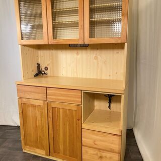 大川家具 豊田木工 カントリー家具 キッチンボード 食器棚 レンジ台