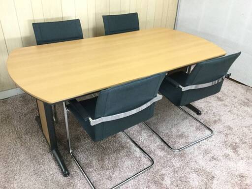 OKAMURA オカムラ家具 セット オフィステーブル ダイニングテーブル チェア4脚セット ダイニングセット 会議テーブル
