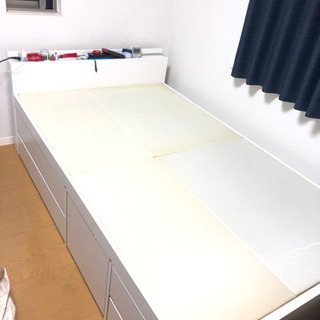 セミダブル 収納付き ベッド フレームのみの画像