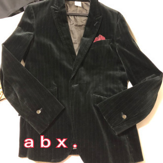 abx. ベルベット　ストライプ　メンズ　ジャケット　ブラックの画像