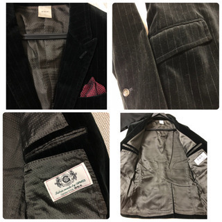 abx. ベルベット　ストライプ　メンズ　ジャケット　ブラック - 服/ファッション
