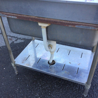 中古 1槽シンク ステンレス製 流し台 幅90 奥行60 高さ81(バックガード