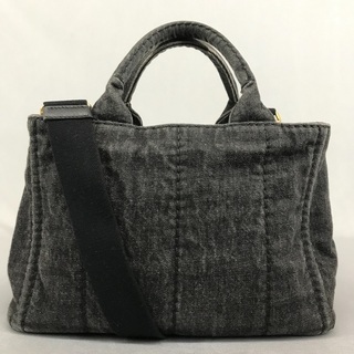 PRADA プラダ 黒デニム カナパPM 2wayショルダートートバッグ 2014年購入