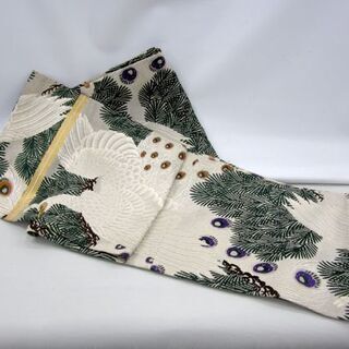 アンティーク　丸帯 全通 4点セット 孔雀/鶴/花紋 刺繍 札幌 390-4m 幅30-32㎝ 札幌 東区 アンティーク 丸帯 全通 4点セット 孔雀/鶴/花紋 刺繍 札幌 390-4m 幅30-