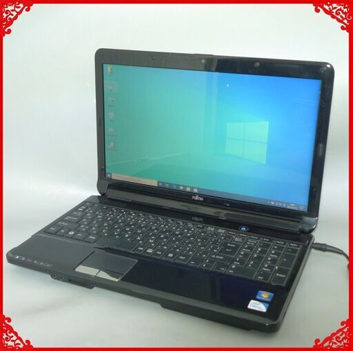 送料無料 1台限定 ノートPC 中古良品 15.6型 富士通 AH530/1B Celeron 4GB 250GB DVDRW 無線 カメラ  テンキー windows10 LibreOffice