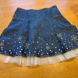 ⑨ジンボリー　スカート　刺繍　130　8歳　デニム　雪の結晶