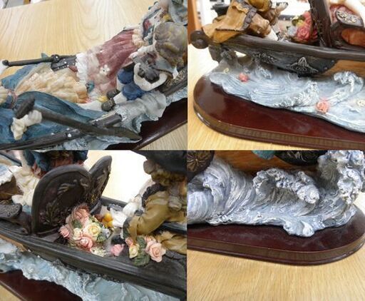 アンティーク 置物 4人の少年少女 犬 船 陶器 コレクション ドレス 貴族 W550×H240×D150㎜ 668G 札幌市 西岡店