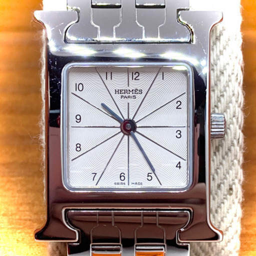 エルメス Hウォッチ HH1.210 腕時計 レザー ホワイト×シルバー 稼動品