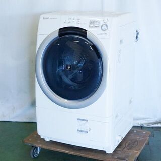 2016年製 SHARP ES-S7A-WL 乾燥機能付ドラム式洗濯機 中古品】