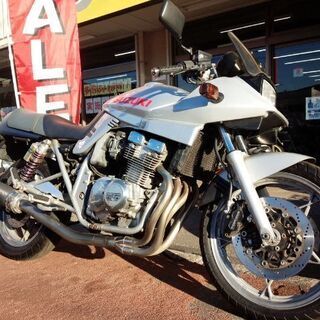 NO.3640 GSX400Sカタナ ヨシムラカーボン集合マフラー シルバー
