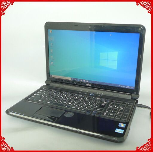送料無料 中古動作良品 15.6型 富士通 AH54/D ノートパソコン 第2世代Core i3 4GB 640GB DVDRW 無線 カメラ Win10 LibreOffice ブラック