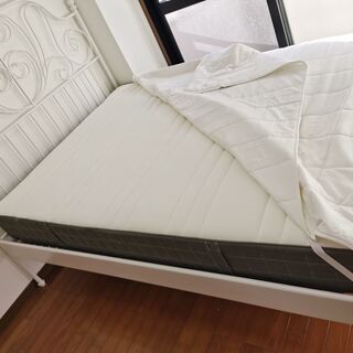 ベッド イケア IKEA ダブルベット LEIRVIK マットレス付き MORGEDAL