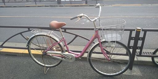 ★自転車販売店・リビルド/リユース自転車・26インチ・3段ギヤ・軽量アルミフレーム・ピンク