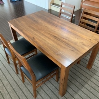 【天然無垢材 VALENTIAシリーズ　ダイニング５点セット】中古品　