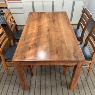 【天然無垢材 VALENTIAシリーズ　ダイニング５点セット】中古品　