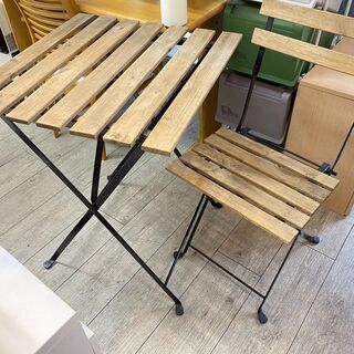無垢 折りたたみテーブル＆チェアセット 屋外用  IKEA TA...