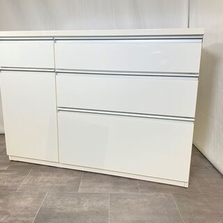 キッチンカウンター ニトリ 白 レンジ台 収納棚 食器棚 中古品