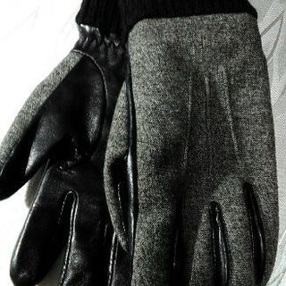 ☆USED☆　ブラック×霜降りグレー・MEN'S手袋　