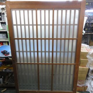 中古　格子戸　レトロ　アンティーク　古民家　建具　引き戸　扉　玄関　ドア　2セット　和風　古風　引き取りOK　 引き取りOK 古風 格子戸 レトロ アンティーク 古民家 建具 引き戸 扉