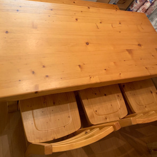 木製ダイニングテーブル＆チェアセット(パイン材)