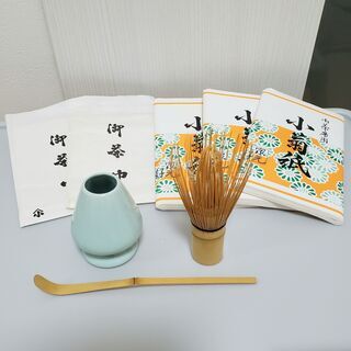 中古 茶道具 5点セット① (茶杓、茶筅 、くせ直し、茶巾ｘ2、...