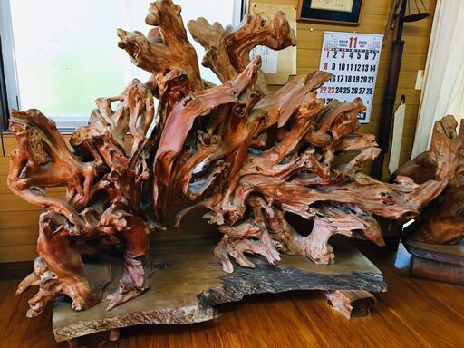 天然木　木の根　オブジェ　衝立　骨董品