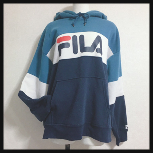 ご購入者様決定[FILA]裏起毛パーカー 3色 青白紺色 スウェット トレーナーオーバーサイズ