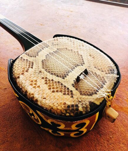専門店リペア済み。教室使用で良く鳴る本皮強化張り三線 専門店リペア済み。教室使用で良く鳴る本皮強化張り三線