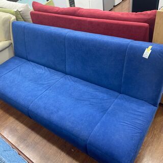 ソファーベッド　ブルー　ファブリック