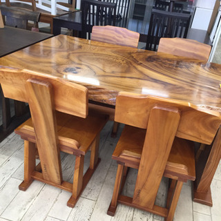 1/25  【大幅値下げ致しました‼️‼️‼️】定価588,000円 天然木 無垢材 欅 ダイニング5点セット  伝統木芸士 中尾 嘉満 さん作のダイニングテーブル🌟激レアです  幅145㎝奥行90㎝高さ70㎝ けやき ケヤキ 屋久杉 やくすぎ