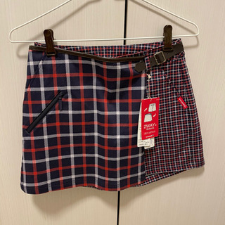 【新品】ルコックゴルフ 巻きスカート　ショートパンツ　ネイビー×赤