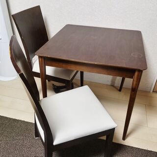 【ネット決済】天然木　ダイニングテーブル　椅子　2脚付き　125002