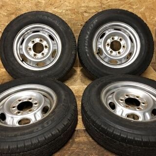 【DUNLOP ENASAVE VAN01 195/80R15 107/105L LT】夏タイヤ【日産 キャラバン 純正ホイール 5.5J6HPCD139.7+45】バリ溝　(MTE67) クレジットカード QR決済可能