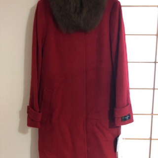 定価49,000円！ブルーフォックスファー　ストール付　尾州　ウールコート　赤