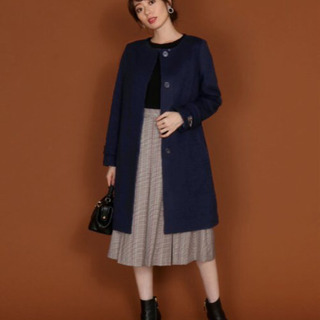 定価49,000円！ブルーフォックスファー　ストール付　尾州　ウールコート　赤