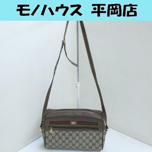 本物 オールドグッチ ショルダーバッグ 001.56.6472 斜め掛け GG柄 シェリー PVC×レザー 内袋にベタツキ・ハガレ・粉吹きあり ☆ PayPay(ペイペイ)決済可能 ☆ 札幌市 清田区 平岡