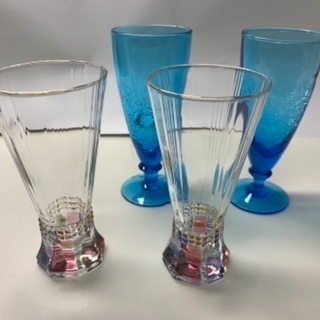 【未使用】ペアグラスセット　琉球ガラス&レインボーグラス