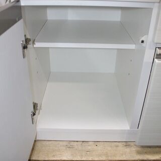 R2635) NITORI 中古ニトリ キッチンボード　ポスティア　幅100 ホワイト ハイグロス ブルモーション 食器棚 店頭取引大歓迎♪ R2635) NITORI 中古ニトリ キッチンボード ポスティア 幅100 ホワイト