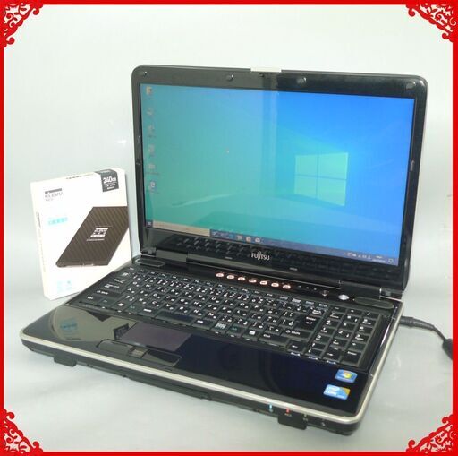 送料無料 新品SSD240GB 希少品 ノートパソコン 中古動作良品 15.6型 富士通 NF/G70 Core i5 4GB Blu-ray 無線 Win10 LibreOffice ブラック