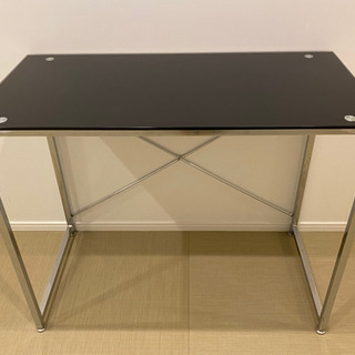 綺麗 ブラック ガラス テーブル オフィスデスク 