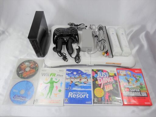 お家エクササイズ【コントローラー2個＋１＆ソフト多数＆バランスボード】Wii ブラック　自宅トレーニング