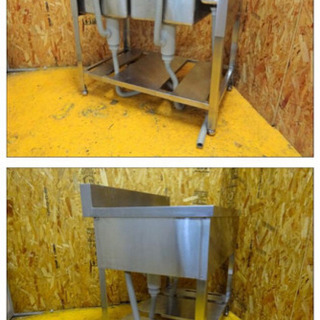 (195-0)業務用 ステンレス ダスト付き 2槽シンク W900D600H800BG100 中古品 流し台 厨房機器 飲食店 店舗 大阪府