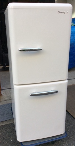 エディオン 2ドア冷蔵庫 レトロ 2020年製 ANG-RE151-A1ドア数2ドア