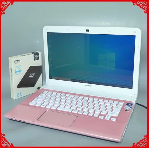送料無料 新品SSD240GB 中古動作良品 14型 SONY VAIO SVE14119FJP ノートパソコン Pentium 4GB DVDマルチ 無線 カメラ Win10 Office